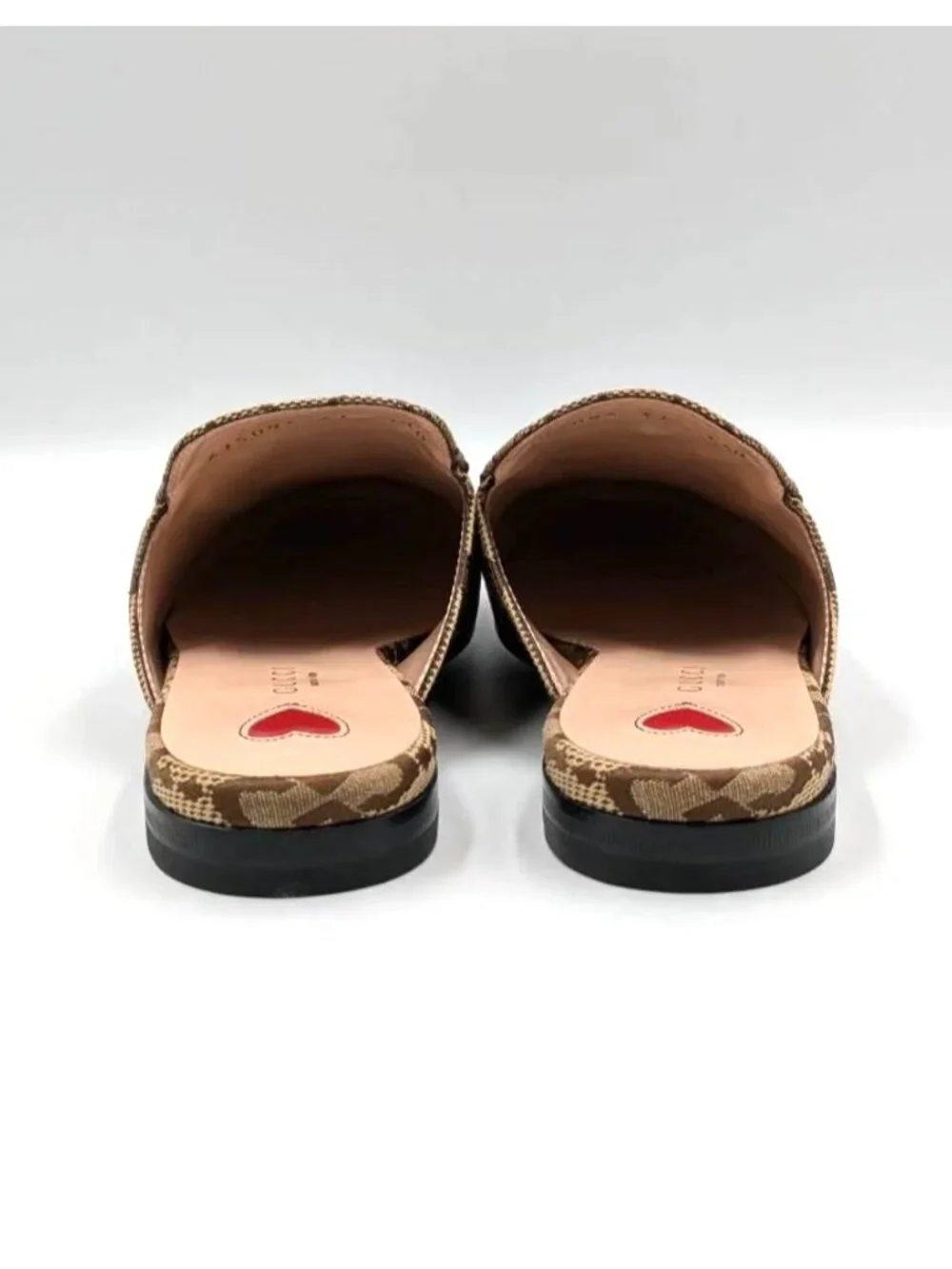 Gucci Monogram Jumbo GG Malaga Princetown Slippers Camel Ebony Beige EU37 475094 - Picture 8 of 13